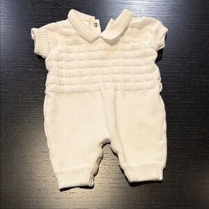 White Knit Baby Romper